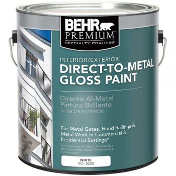 PINTURA VINILICA BEHR 8200  4 LTS. BLANCO BRILLANTE P/METAL INT/EXT.(4)