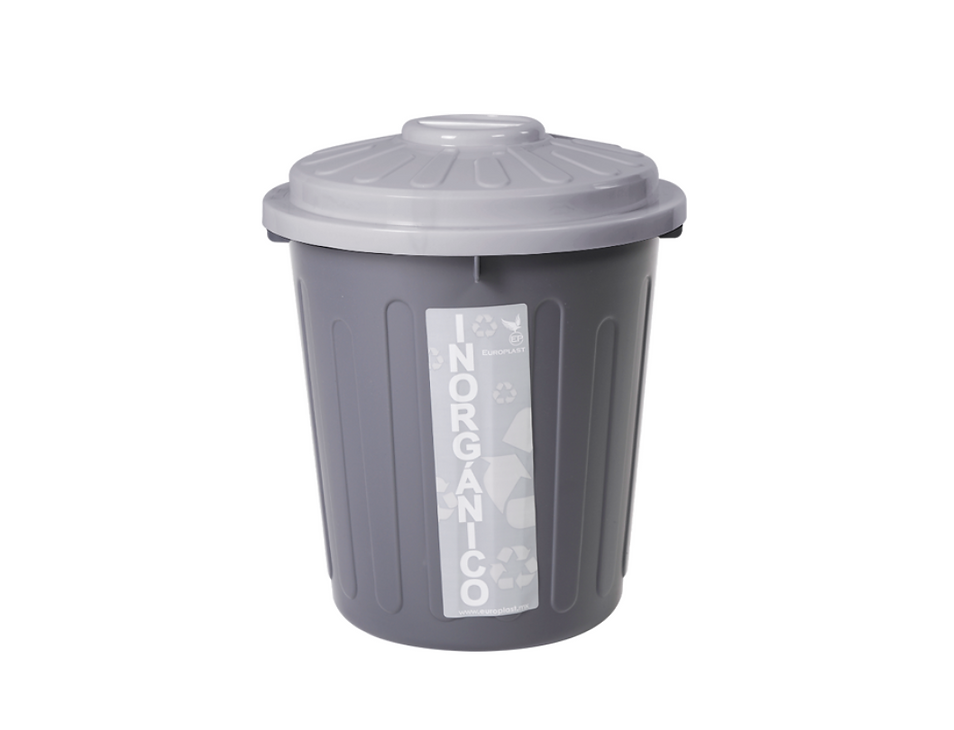 BOTE DE BASURA EUROPLAST 70 LTS. CONICO GRIS C/TAPA (5)